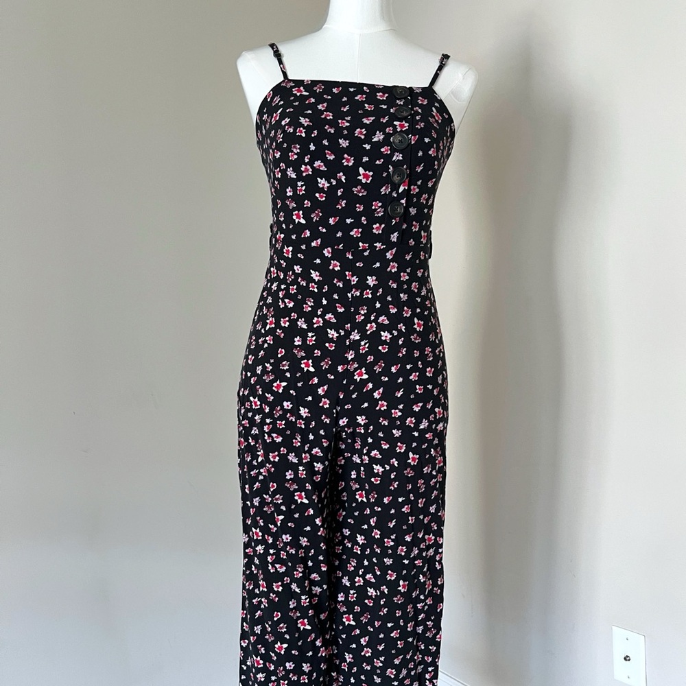 Floral Black and Pink Jumpsuit - XS